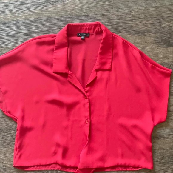 Button Up Red Blouse - Business Casual, Office - Picture 4 of 4